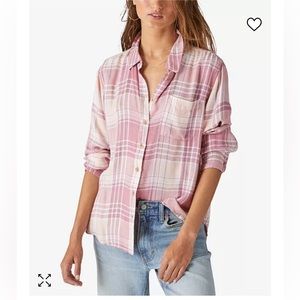 Lucky Brand Cloud Plaid Boyfriend Shirt XS